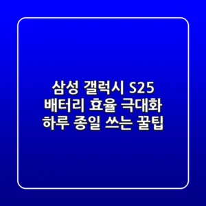 삼성 갤럭시 S25 배터리 효율 극대화: 하루 종일 쓰는 꿀팁!