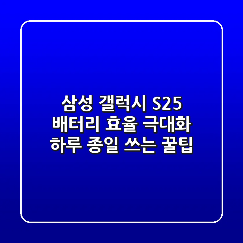 삼성 갤럭시 S25 배터리 효율 극대화: 하루 종일 쓰는 꿀팁!