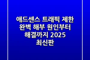 애드센스 트래픽 제한 완벽 해부: 원인부터 해결까지 2025 최신판