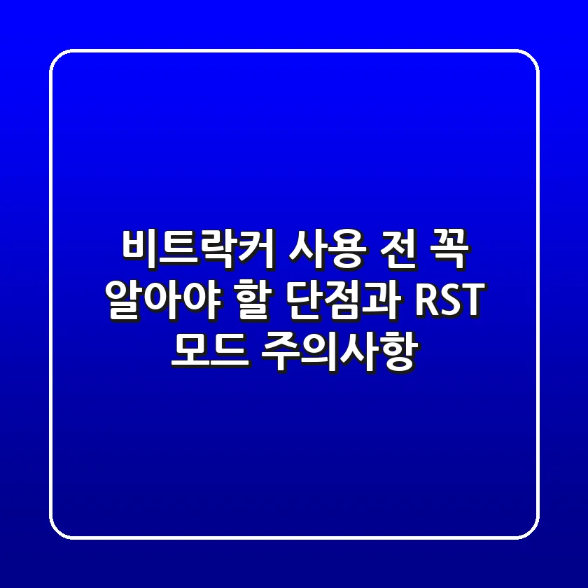 비트락커 사용 전 꼭 알아야 할 단점과 RST 모드 주의사항