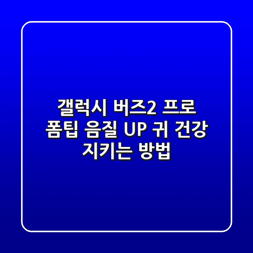 갤럭시 버즈2 프로 폼팁: 음질 UP! 귀 건강 지키는 방법