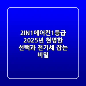 2IN1에어컨1등급, 2025년 현명한 선택과 전기세 잡는 비밀