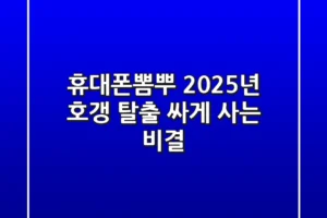 휴대폰뽐뿌? 2025년 호갱 탈출, 싸게 사는 비결