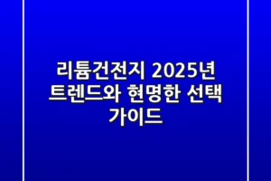 리튬건전지, 2025년 트렌드와 현명한 선택 가이드