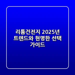 리튬건전지, 2025년 트렌드와 현명한 선택 가이드