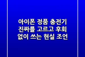 아이폰 정품 충전기: 진짜를 고르고 후회 없이 쓰는 현실 조언