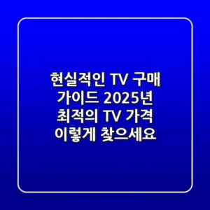 현실적인 TV 구매 가이드: 2025년 최적의 TV 가격, 이렇게 찾으세요!