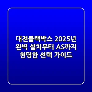 대전블랙박스, 2025년 완벽 설치부터 A/S까지 현명한 선택 가이드
