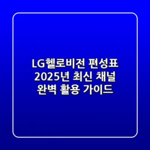 LG헬로비전 편성표: 2025년 최신 채널 완벽 활용 가이드