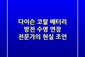다이슨 코랄 배터리 방전, 수명 연장? 전문가의 현실 조언
