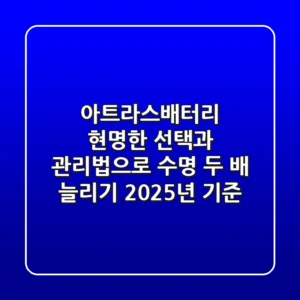 아트라스배터리, 현명한 선택과 관리법으로 수명 두 배 늘리기 (2025년 기준)
