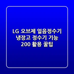 LG 오브제 얼음정수기 냉장고, 정수기 기능 200% 활용 꿀팁