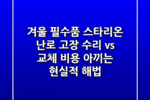 겨울 필수품 스타리온 난로 고장? 수리 vs 교체, 비용 아끼는 현실적 해법