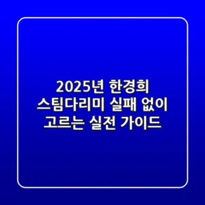 2025년 한경희 스팀다리미, 실패 없이 고르는 실전 가이드