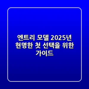 엔트리 모델, 2025년 현명한 첫 선택을 위한 가이드