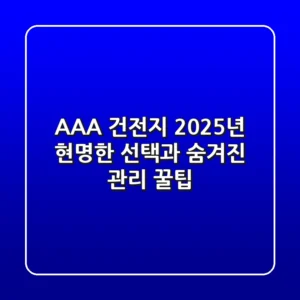 AAA 건전지: 2025년 현명한 선택과 숨겨진 관리 꿀팁