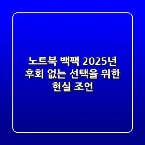 노트북 백팩, 2025년 후회 없는 선택을 위한 현실 조언