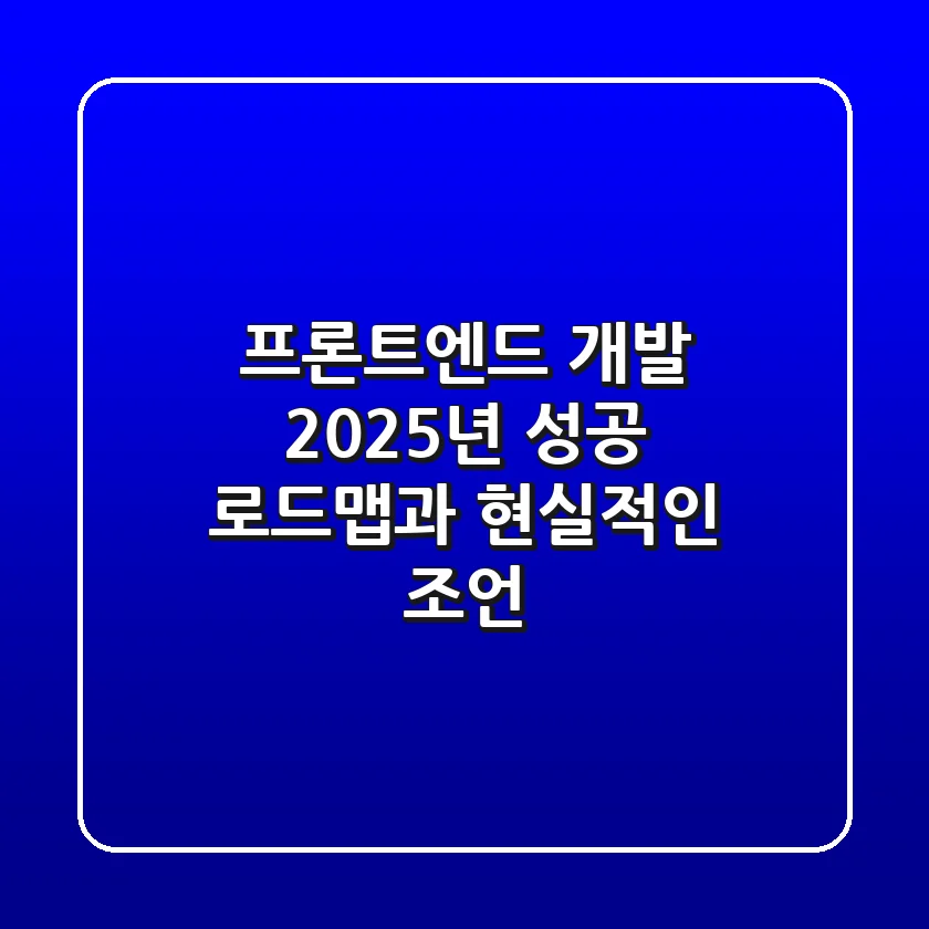 프론트엔드 개발, 2025년 성공 로드맵과 현실적인 조언