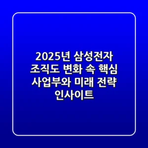 2025년 삼성전자 조직도: 변화 속 핵심 사업부와 미래 전략 인사이트