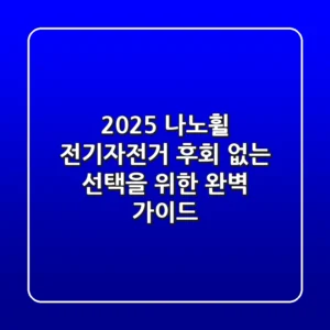 2025 나노휠 전기자전거, 후회 없는 선택을 위한 완벽 가이드