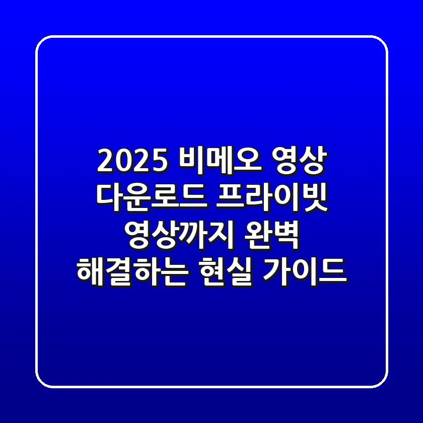 2025 비메오 영상 다운로드: 프라이빗 영상까지 완벽 해결하는 현실 가이드