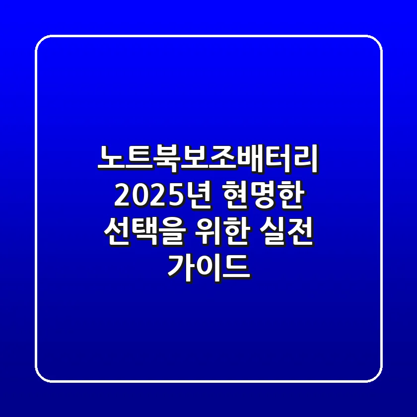 노트북보조배터리, 2025년 현명한 선택을 위한 실전 가이드