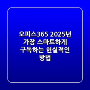 오피스365, 2025년 가장 스마트하게 구독하는 현실적인 방법