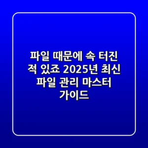 파일 때문에 속 터진 적 있죠? 2025년 최신 파일 관리 마스터 가이드
