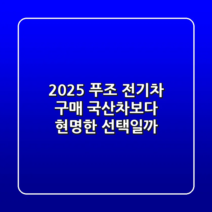 2025 푸조 전기차 구매, 국산차보다 현명한 선택일까?