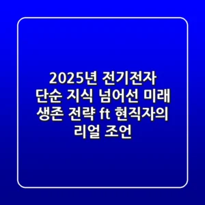 2025년 전기전자, 단순 지식 넘어선 미래 생존 전략 (ft. 현직자의 리얼 조언)