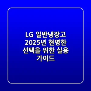 LG 일반냉장고, 2025년 현명한 선택을 위한 실용 가이드