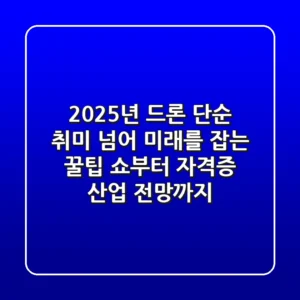 2025년 드론: 단순 취미 넘어 미래를 잡는 꿀팁, 쇼부터 자격증, 산업 전망까지