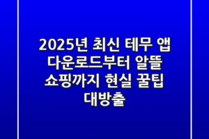 2025년 최신! 테무 앱 다운로드부터 알뜰 쇼핑까지, 현실 꿀팁 대방출