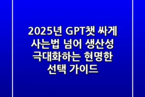 2025년 GPT챗, 싸게 사는법 넘어 생산성 극대화하는 현명한 선택 가이드