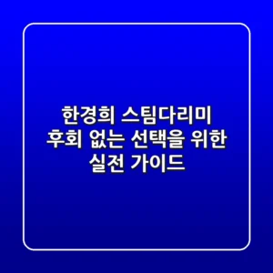한경희 스팀다리미, 후회 없는 선택을 위한 실전 가이드!
