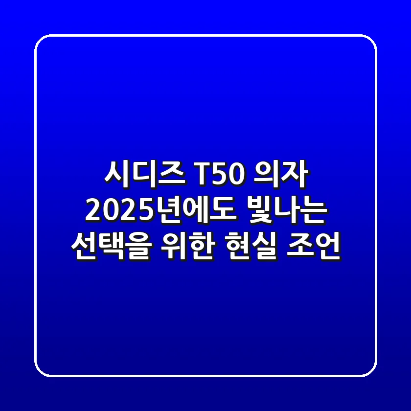 시디즈 T50 의자, 2025년에도 빛나는 선택을 위한 현실 조언