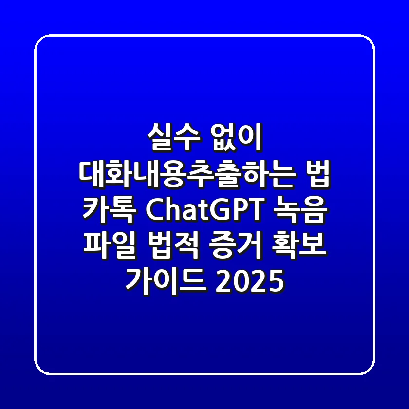 "실수 없이 대화내용추출하는 법: 카톡, ChatGPT, 녹음 파일 법적 증거 확보 가이드 2025"